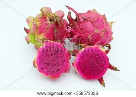Dragon Fruit Or Pitahaya - Close Up Details Of Dragon Fruit, Dragon Fruit On The Market