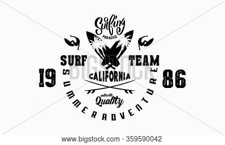 California Surf Typography, T-shirt Graphics, Vector Illustration.