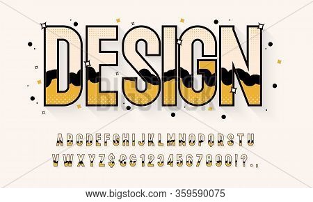 Original Retro 3d Display Font Design, Alphabet, Letters And Numbers.