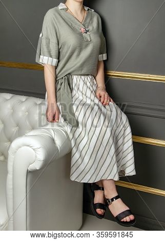 Blouse, Skirt, Light Shoes. Folds. Summer Clothes For The Girl. Frivolous, Casual, Playful. Equilibr