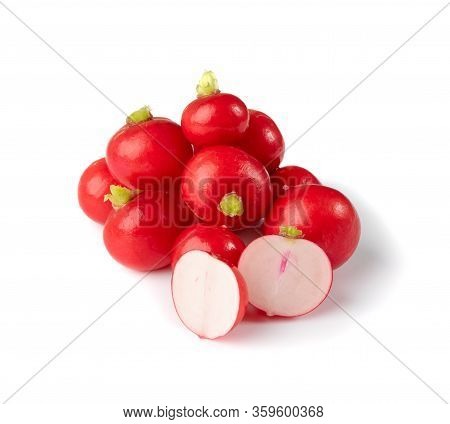 Radis Roots, Fresh Radish Root Bundle, Pile Of Red Radishes