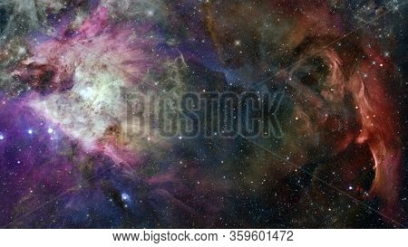 Hubble Views Galaxy And Nebula. Elements Of This Image Furnished By Nasa.