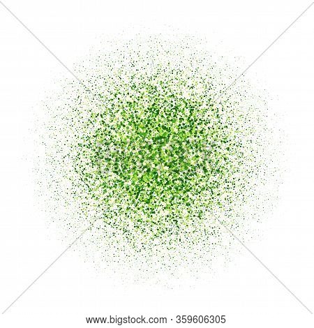 Explosion Of Shiny Green Circles Isolated On White Background