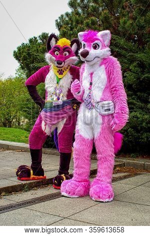 Volkspark Friedrichshain, Berlin, Germany - April 14, 2018: European Furry Walk At Volkspark Friedri