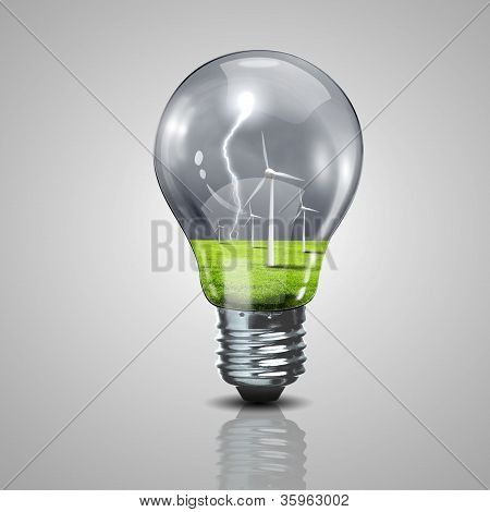 Electric light bulb och vind meels inuti