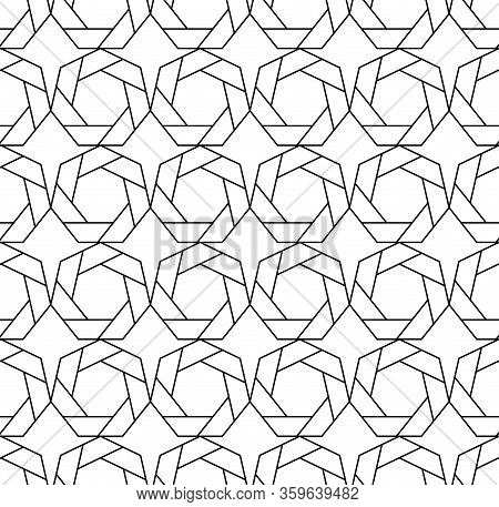 Seamless Vector Pattern, Parallel And Connecting Lines. Isolated Outline On A White Background.stock