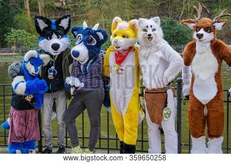 Volkspark Friedrichshain, Berlin, Germany - April 14, 2018: European Furry Walk At Volkspark Friedri