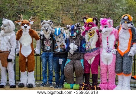Volkspark Friedrichshain, Berlin, Germany - April 14, 2018: European Furry Walk At Volkspark Friedri