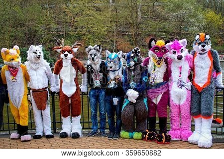 Volkspark Friedrichshain, Berlin, Germany - April 14, 2018: European Furry Walk At Volkspark Friedri