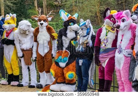 Volkspark Friedrichshain, Berlin, Germany - April 14, 2018: European Furry Walk At Volkspark Friedri