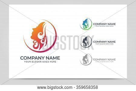 Beauty Woman Face Logo Symbol. Modern Vector Illustration