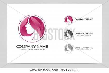 Beauty Woman Face Logo Symbol. Modern Vector Illustration