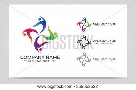 Abstract Logo Of People, Business, Foundation, Community, Human Caring, Health Workers.