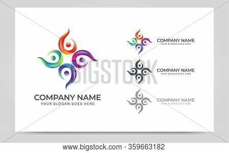 Abstract Logo Of People, Business, Foundation, Community, Human Caring, Health Workers. Vector Graph