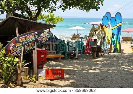 Bali, Seminyak - October 06, 2013: The Bar Is Closed During The Day, The Chairs Are Folded. A Sign I