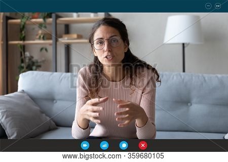 Woman Videoconferencing App User Talking With Friend By Video Call