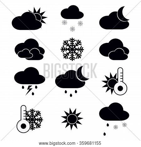 Weather Forecast Icon In Black Color Isolated On White Background. Vector Eps 10