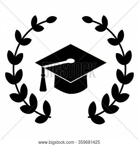 Graduation Hat In Black Color Isolated On White Background. Vector Eps 10
