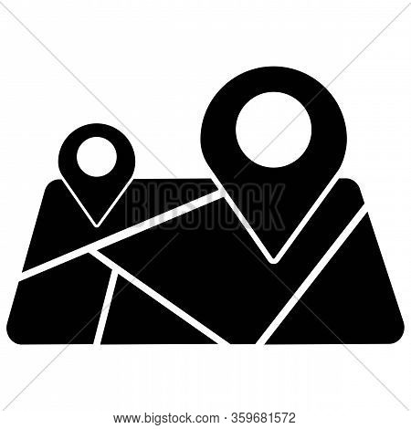 Location And Geolocation And Map, Navigator Icon In Black Color Isolated On White Background. Vector