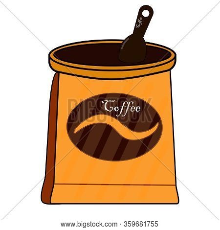 Coffee Bag Icon, Flat In Color Isolated On A White Background. Vector Eps 10