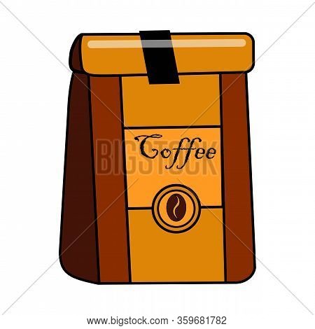 Package With Coffee Icon, Flat In Color Isolated On A White Background. Vector Eps 10