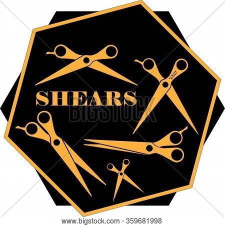 Scissors Set, Barbershop Or Barber Flat Icon Isolated Background. Eps 10 Vector