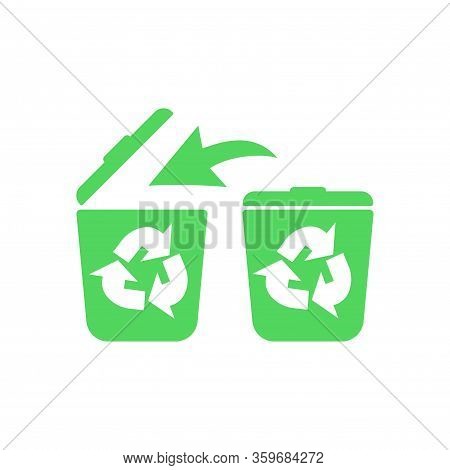 Recycle Bin, Litter Bin, Ecological Recycle Bin Or Trash Can. Icon Isolated White Background. Eps 10