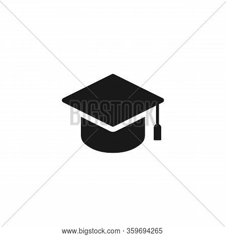 Graduation Cap Black Icon Isplated On White Background. Vector Eps 10