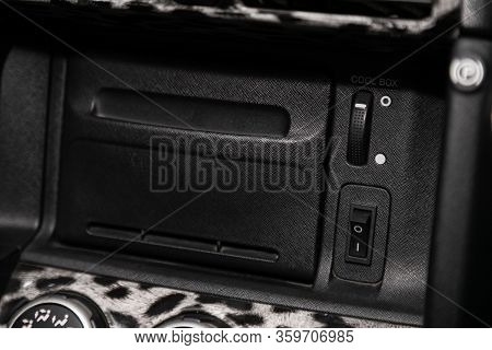 Novosibirsk, Russia - February 19, 2020:   Honda Cr-v,  Close-up Of A Small Glove Box For Storing Sm