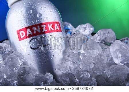 Bottle Of Danzka Vodka In A Bucket With Crushed Ice