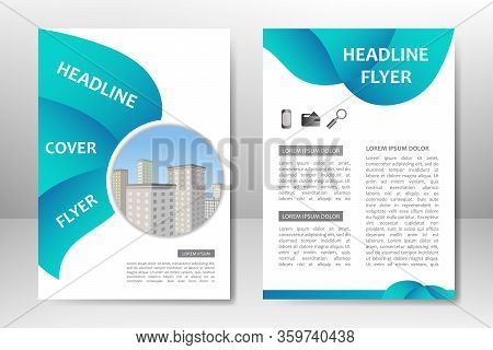 Blue Vector Template Design For Business Brochure, Flyer, Poster, Booklet, Presentation, Annual Repo