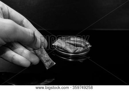 Swedish Snus - Grated Moistened Powder And Chewing Tobacco. Close-up. Tobacco Product