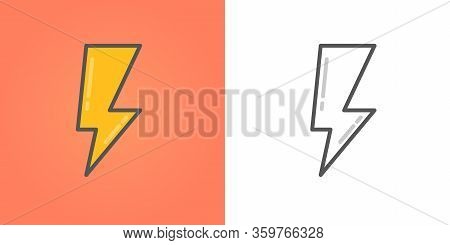 Lightning Flat Icons Color Or Black And White