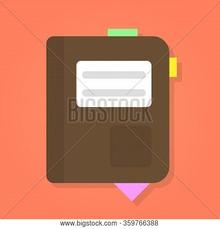 Leather Diary, Isolated On Background, With Stickers