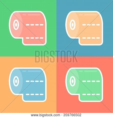 Toilet Paper Roll Icon Isolated On Background. Set Icons Colorful. Vector Illustration