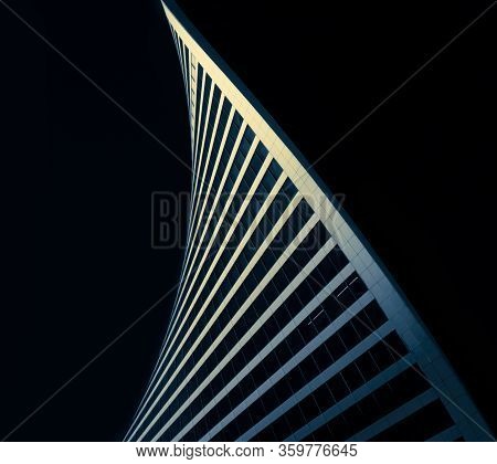 Moscow, Russia - 02 17 2016: The Iconic Evolution Tower Curved Skyscraper In Moscow City Or Moscow I