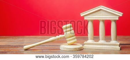 Courthouse And Gavel. International Court. Protection Of Business Interests And Human Rights. Intell