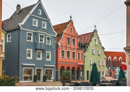 Street With Historical Houses In Donauworth Old Town, Germany