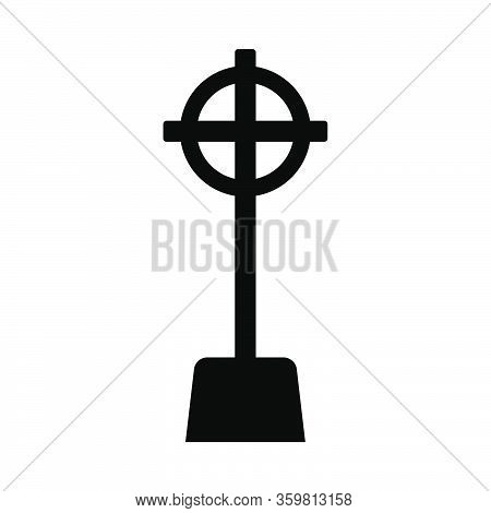 Old Murble Tombstone With Christian Cross.  Vector Illustration.