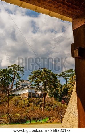 Odawara, Japan - March 14: Visiting The Odawara Castle Park In Kanto Region. The Main Tower Seen Fro