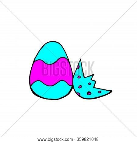 Easter Egg And Shell On A White Background. Doodle Sketch Vector Drawing