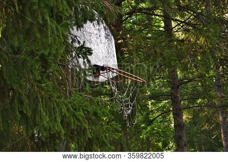 Very Old Abandoned Basketball Hoop That Is Falling Apart