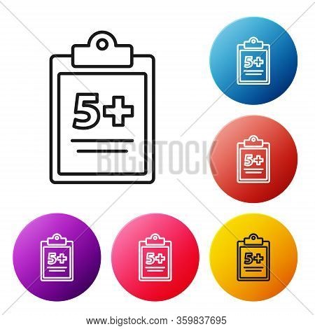 Black Line Mathematics Function Sine Icon Isolated On White Background. Set Icons Colorful Circle Bu