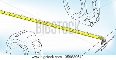 Isometric Realistic Measuring Tape, Length Design Template. Tool Roulette. Vector Illustration Isola