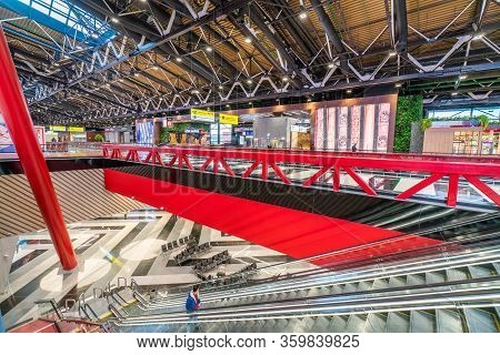 Moscow, Russia - 2020: Sheremetyevo International Airport, Terminal Inside. The Interior Of The 1st 