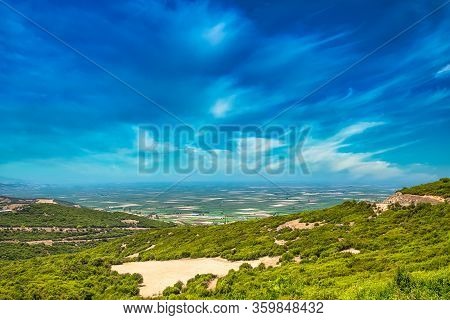Beautiful Valley Landscape View At Peloponessos, Greece