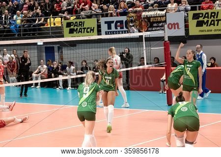 Kamensky, Ukraine-february 14, 2020. Ukrainian Volleyball Cup Of Ukraine. Champion Of Ukraine Vc Khi
