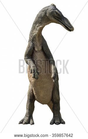 Anatosaurus Isolated On White Background. Bipedal Duck-billed Dinosaurs Hadrosaurs Of The Late Creta