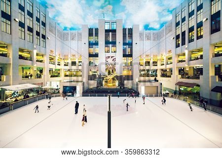 Moscow, Russia - 04 12 2018: The Indoor Ice Skating Rink At The Vegas Shopping Mall In Moscow, Made 