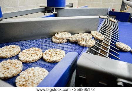 Transportation From One Process To Another On Food Production Line. Modern Equipment Food Industry